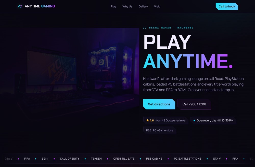 Anytime Gaming website
