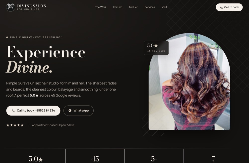 Divine Salon unisex hair studio website