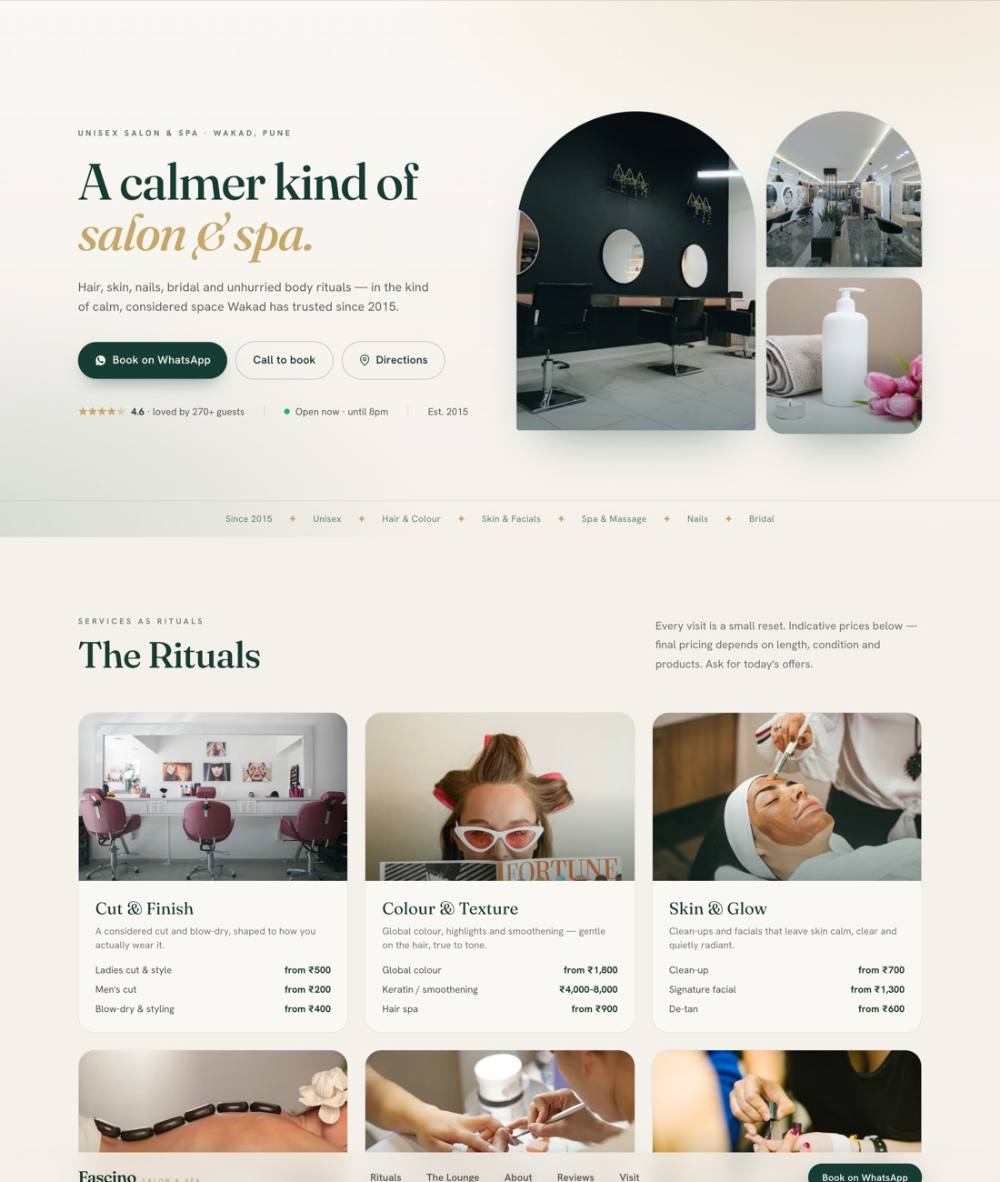 Fascino salon and spa website