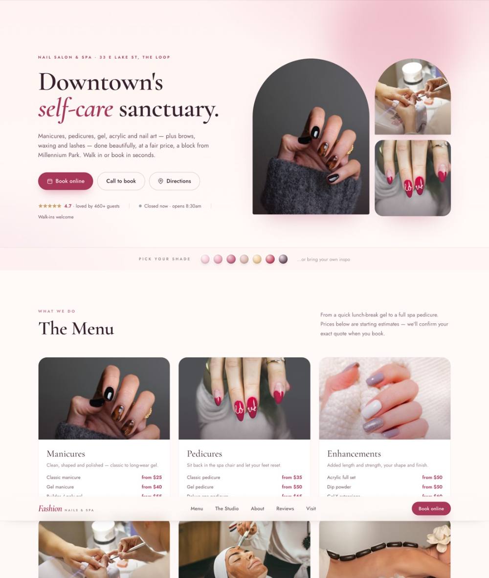 Fashion Nails and Spa website