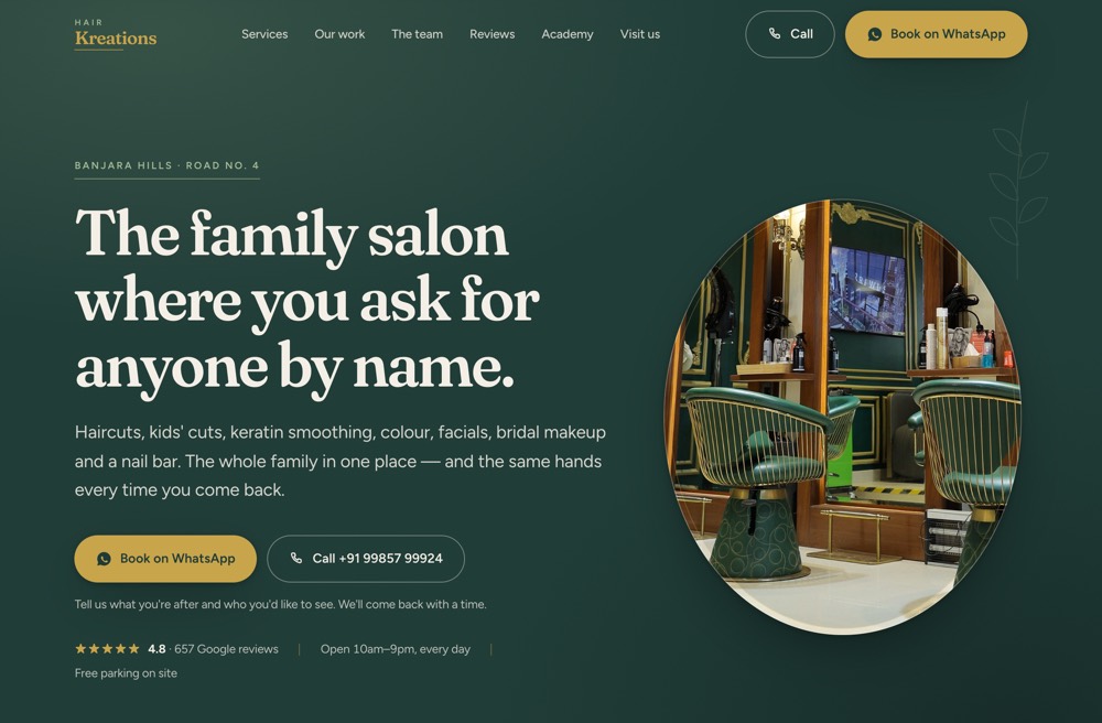 Hair Kreations website