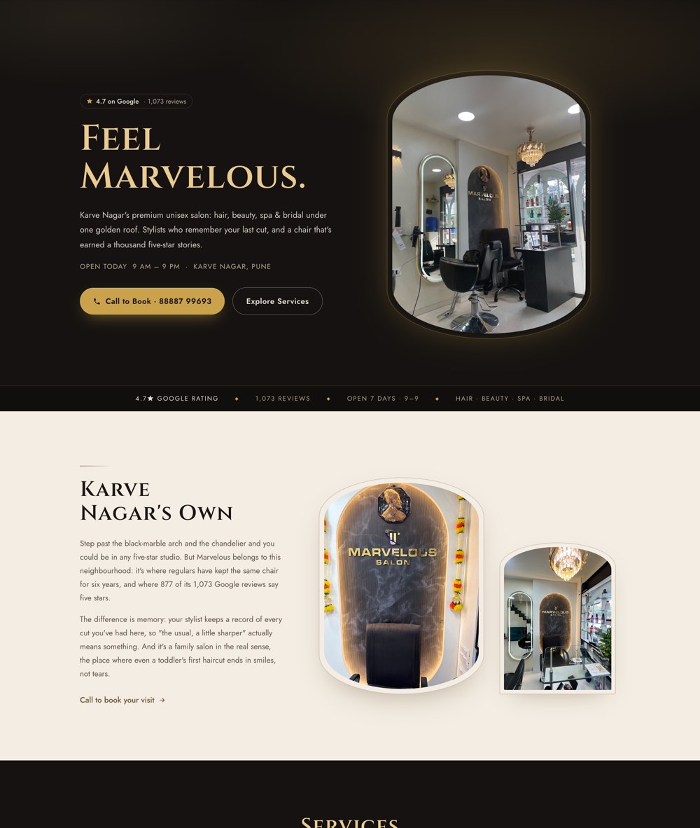 Marvelous Unisex Salon website