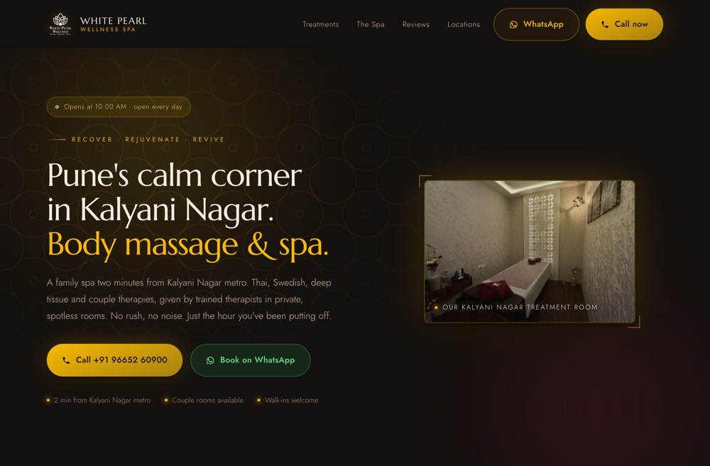 White Pearl Wellness website