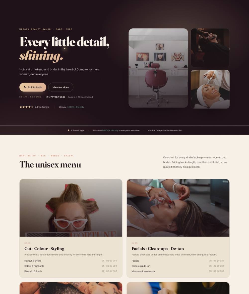 Tuku's ZAARRAA salon website