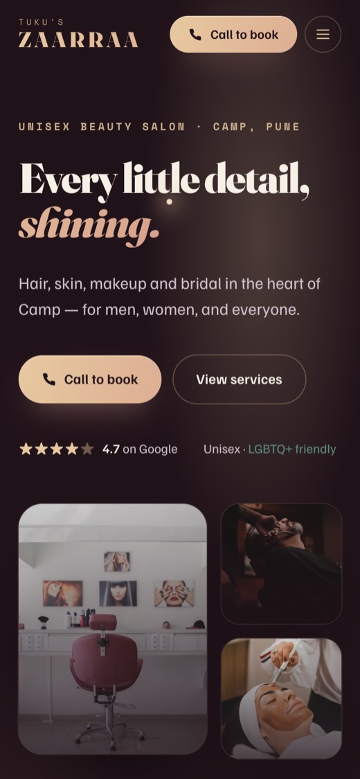 ZAARRAA website on mobile