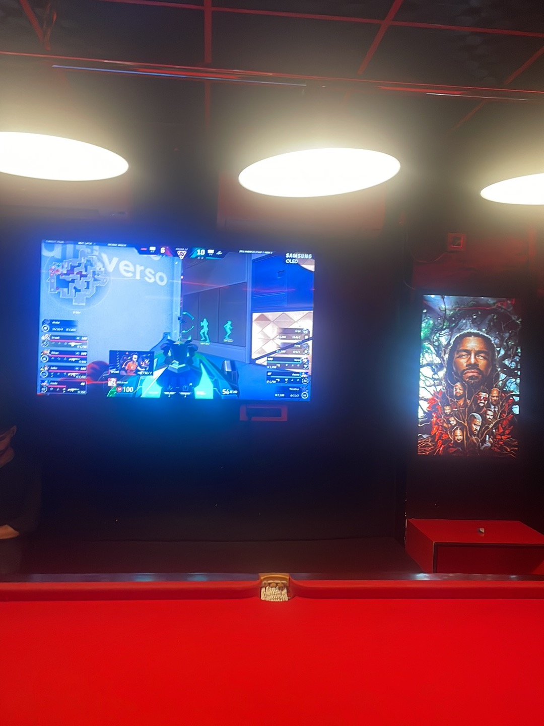 Streaming room screen setup at The G.O.A.T