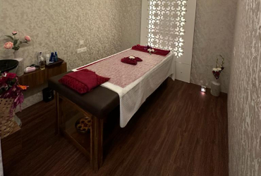 A treatment room at White Pearl Wellness prepared for the next guest