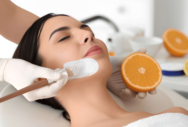 Vitamin C facial being applied